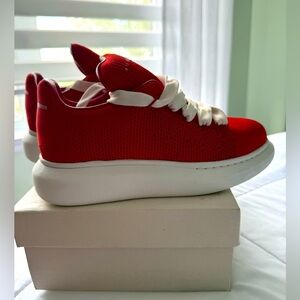 Red Alexandre McQueen Oversized Sneaker 'Flame Red Knitted'